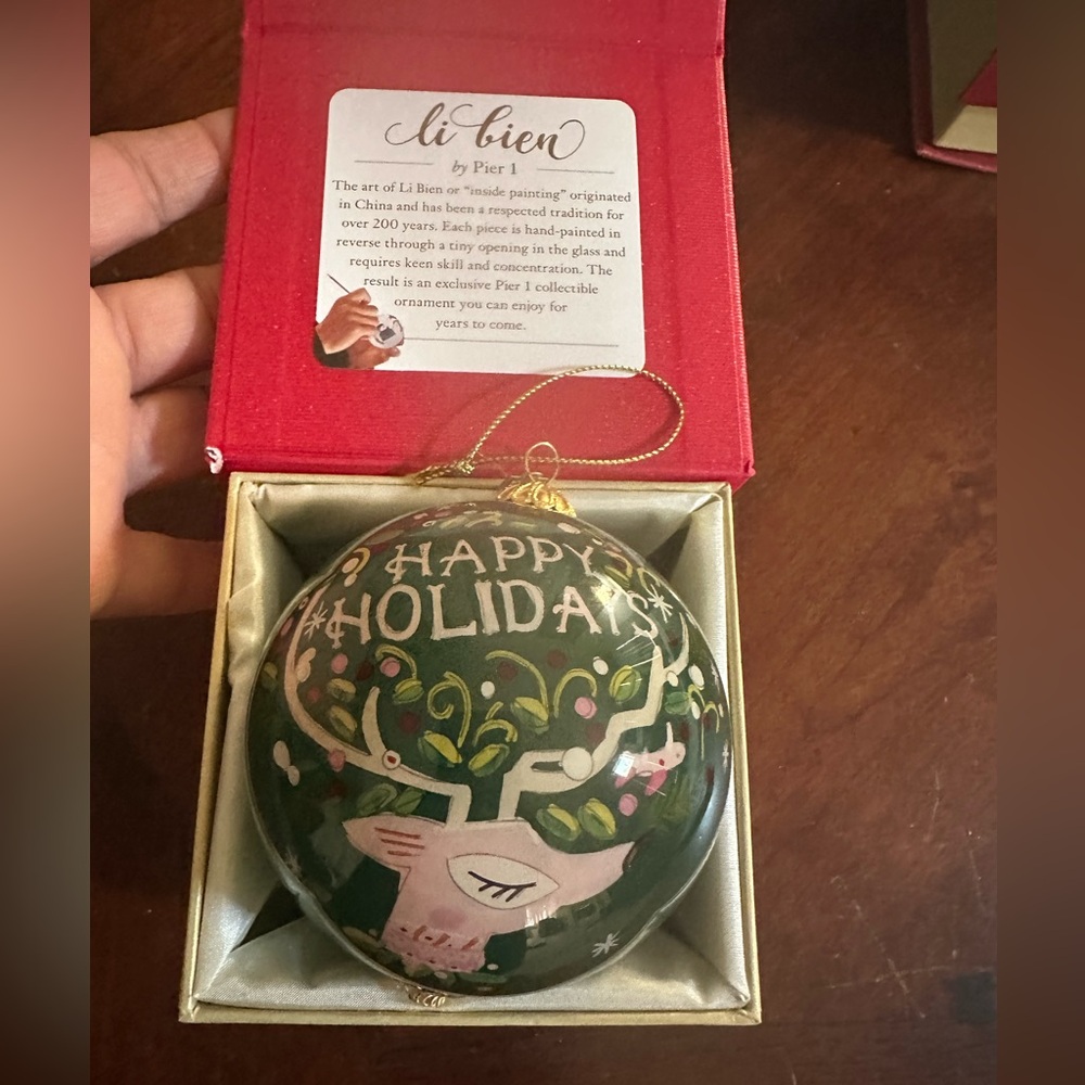 Pier 1 Li Bien Glass Hand painted Christmas Ornament  2019